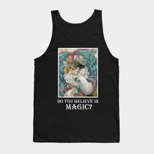 Angel Cat Princess - Do You Believe In Magic - White Outlined Version Tank Top by Nat Ewert Art